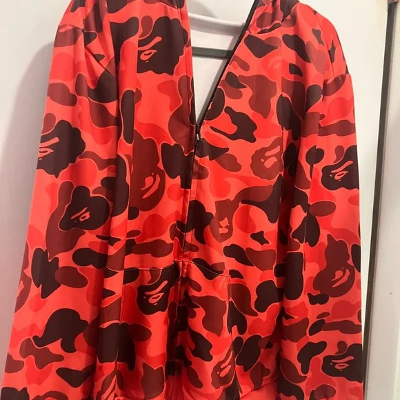 BAPE designer brand Camo Red Shark Full Zip Hoodie lightweight jacket Size XXL - Picture 6 of 15